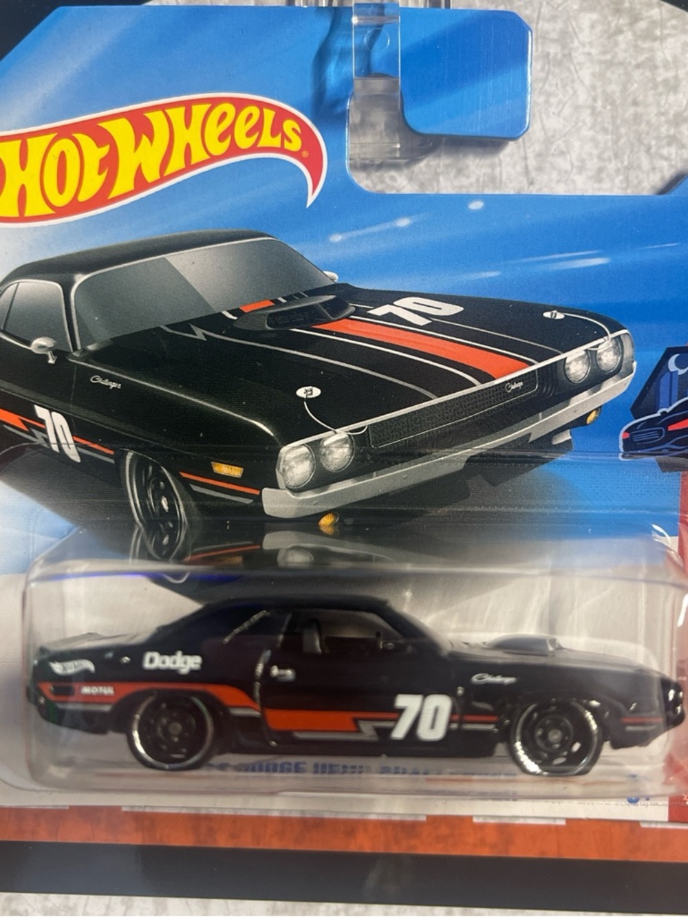 Hot Wheels Black & Orange '70 Dodge Challenger Toy Car